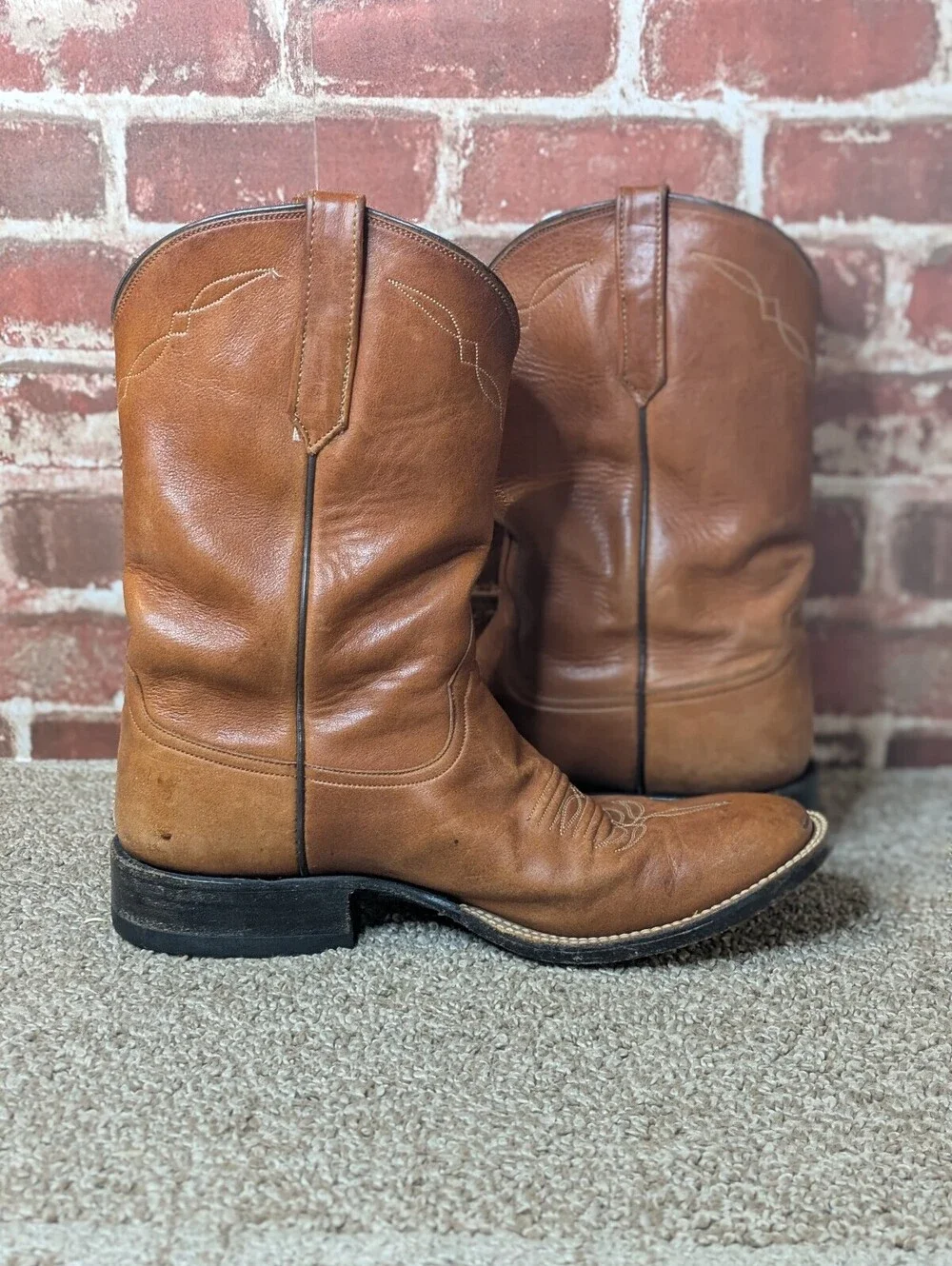 Rios of Mercedes 4900 Cowboy Boots Vintage Brown Leather Western Mens 9 E